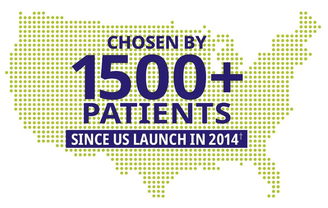 Illustrated map of the US: Chosen by 1500+ patients since US launch in 2014