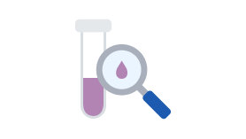 Test tube and magnifying glass graphic