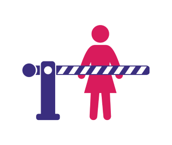 Female icon at a traffic barrier